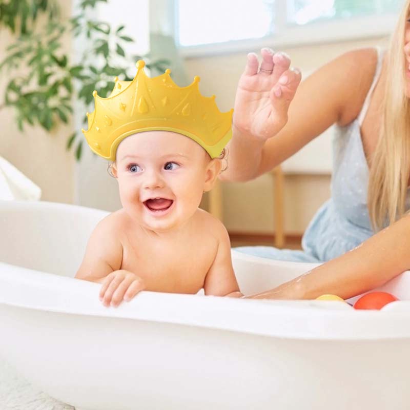 Mũ Chắn Nước Gội Đầu Hình Vương Miện Mềm Mại Tùy Chỉnh Tiện Dụng Cho Bé