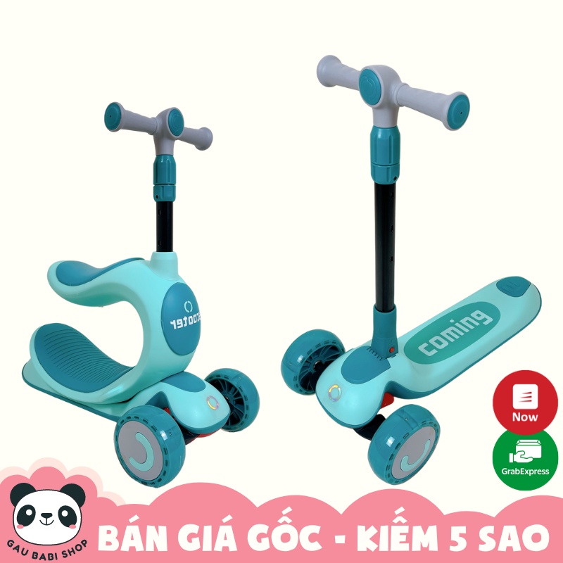 FREE SHIP !!! Xe trượt scooter 808 màu xanh cho bé bánh to phát sáng chịu lực 100kg