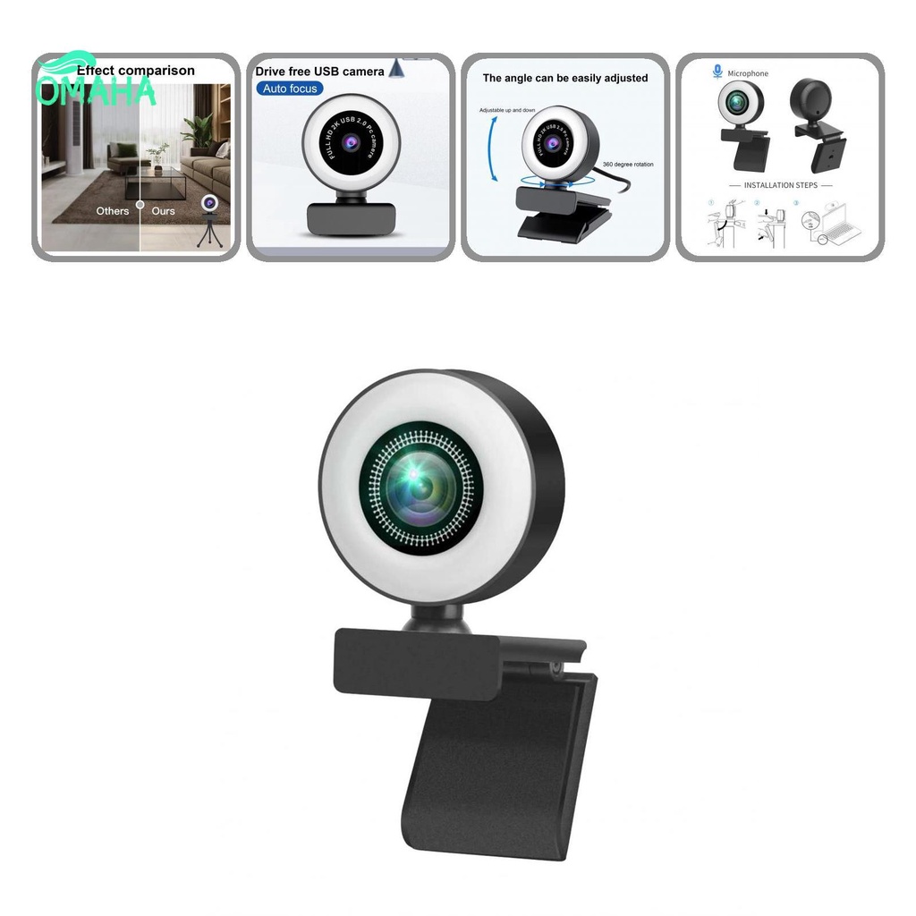 Webcam hình tròn cổng cắm USB 1080P/2K cho máy tính