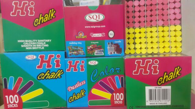 Phấn viết bảng ít bụi HI CHALK .đỏ với vàng