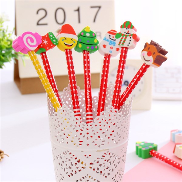 Bút chì kèm tẩy noel dễ thương - Thỏ Hồng