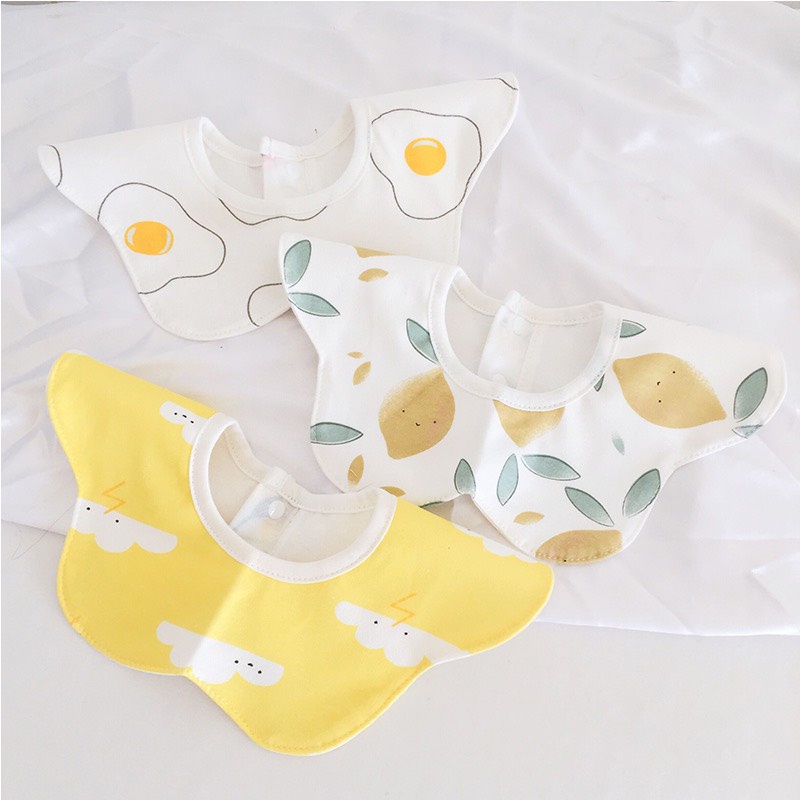 Yếm tròn xoay 360 độ chống thấm cho bé/ yếm dãi giữ ấm cổ 100% cotton mềm mại an toàn nhiều mẫu họa tiết xinh xắn