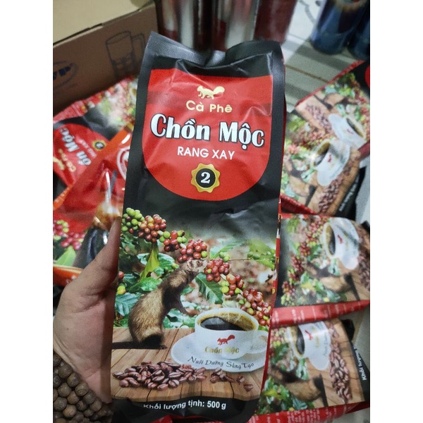 HÀNG THẬT 100%( 9 bọc tặng gel rửa tay 55k ) 1 gói 500G cafe rang xay pha phim chồn mộc 1-2