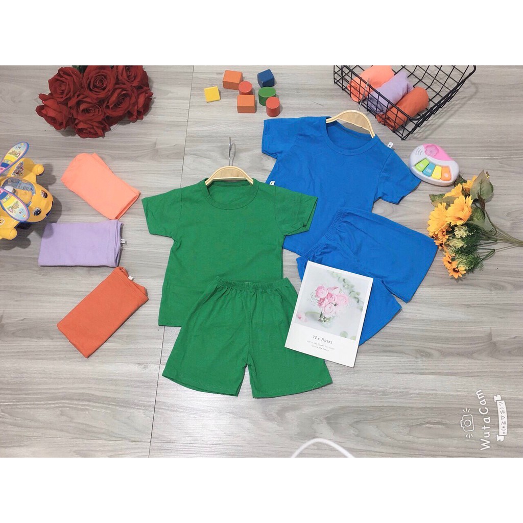 Quần áo trẻ em - Bộ thun cotton nhiều màu cho bé 5-18kg