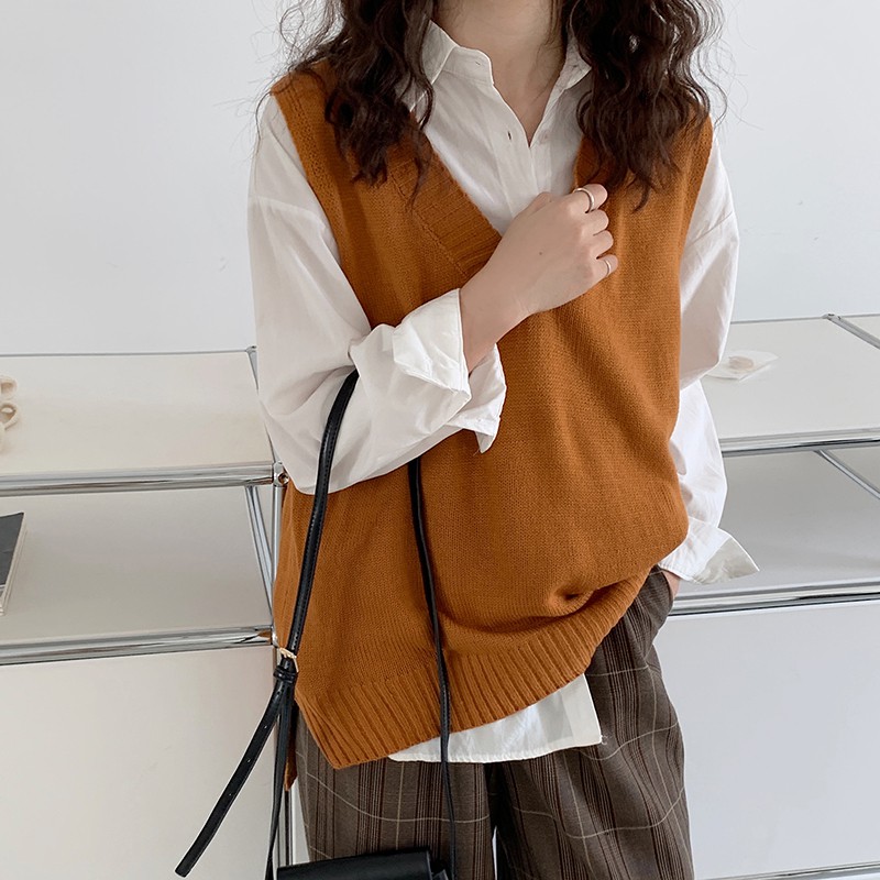 Áo Sweater Dệt Kim Cổ Chữ V Dáng Rộng 17340 | BigBuy360 - bigbuy360.vn