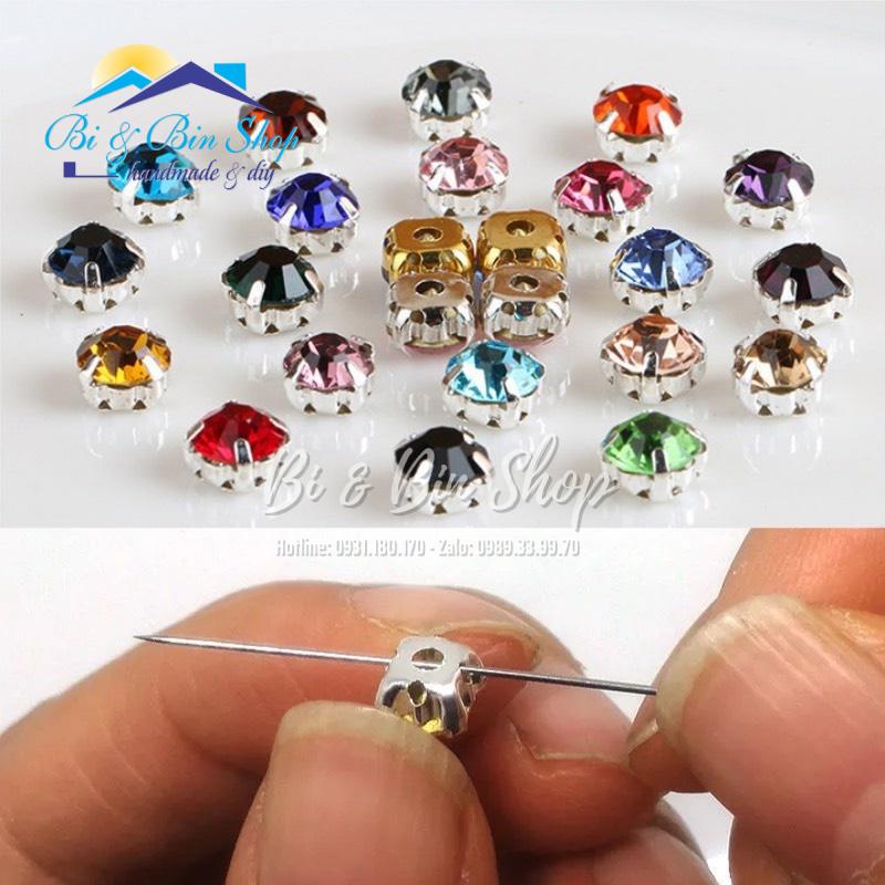 100 Viên Đá Đế 4 Chấu S30-6mm Hạt Pha Lê Đính Kết Trang Phục Thời Trang, Làm Phụ Kiện - Bi &amp; Bin Shop