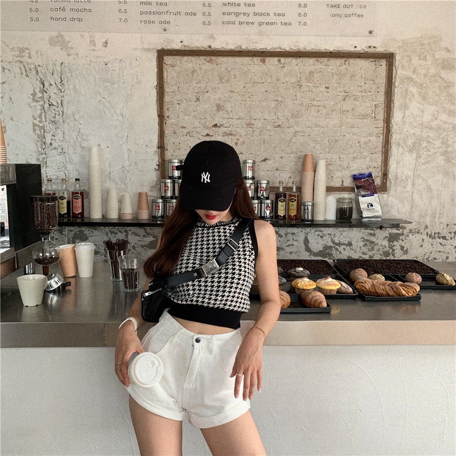 Áo len ZHELIHANGFEI vải dệt kim không tay thiết kế quyến rũ thời trang