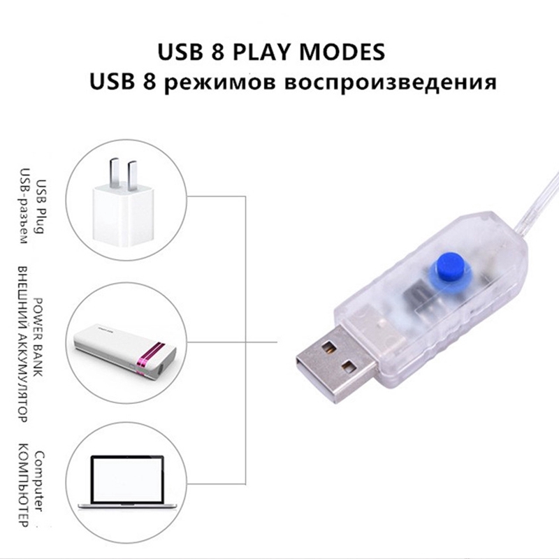 Dây đèn led 300 bóng dùng trang trí tiệc cổng USB