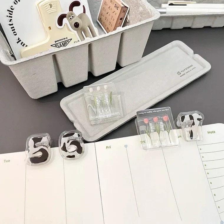 Kẹp giấy mica trong suốt hình bông tulip Hàn Quốc