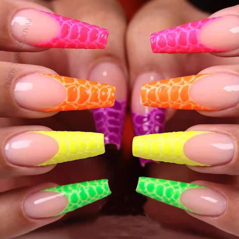 Sticker Nước - Da Rắn Màu Neon - Hình Dán Móng Tay