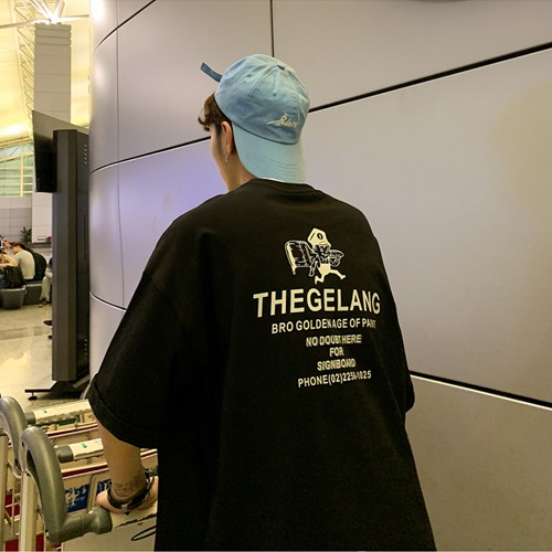 Áo thun unisex nam nữ form rộng tay lỡ phông THEGELANG teen cổ tròn oversize cotton giá rẻ màu đen trắng tee pull
