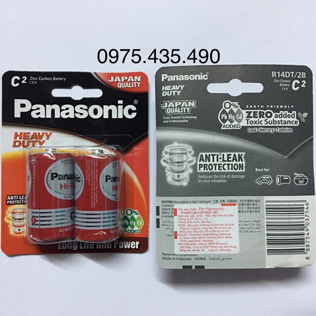 Pin Trung Panasonic R14DT/2B Công Nghệ Nhật Bản Vỉ 2 Viên