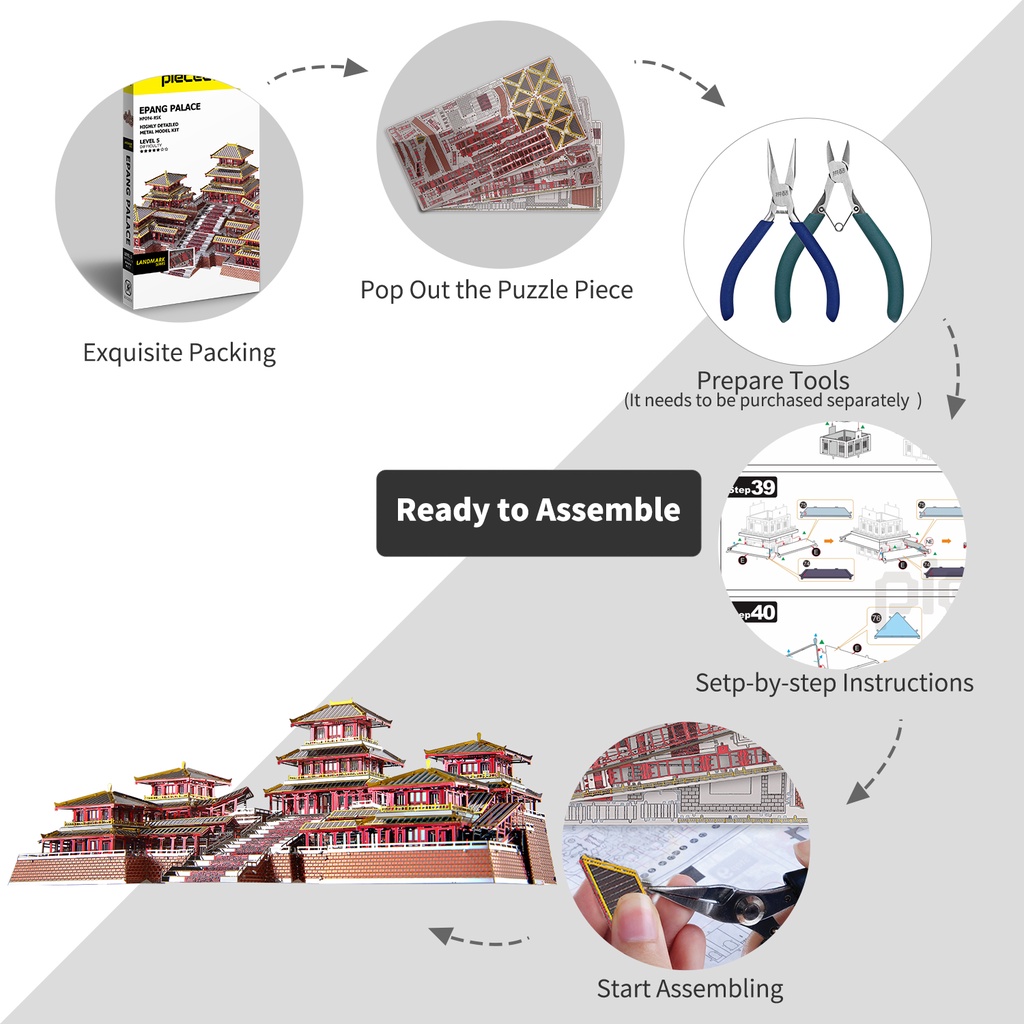 Bộ đồ chơi lắp ráp PIECECOOL mô hình 3D bằng kim loại DIY độc đáo