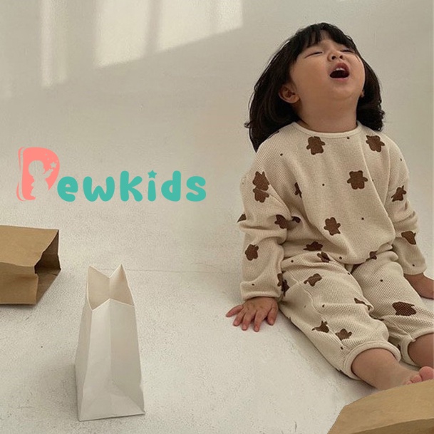 Bộ thu đông cho bé Dewkids, Đồ bộ cho bé vải tổ ong cao cấp