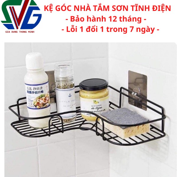 Kệ góc nhà tắm phun sơn tĩnh điện dán tường siêu dính trong nhà tắm, nhà bếp tiện dụng