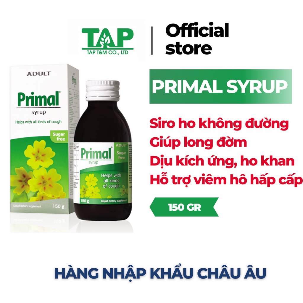 Siro Giảm Ho Không Đường Primal Syrup - Phù Hợp Với Người Tiểu Đường 150gr