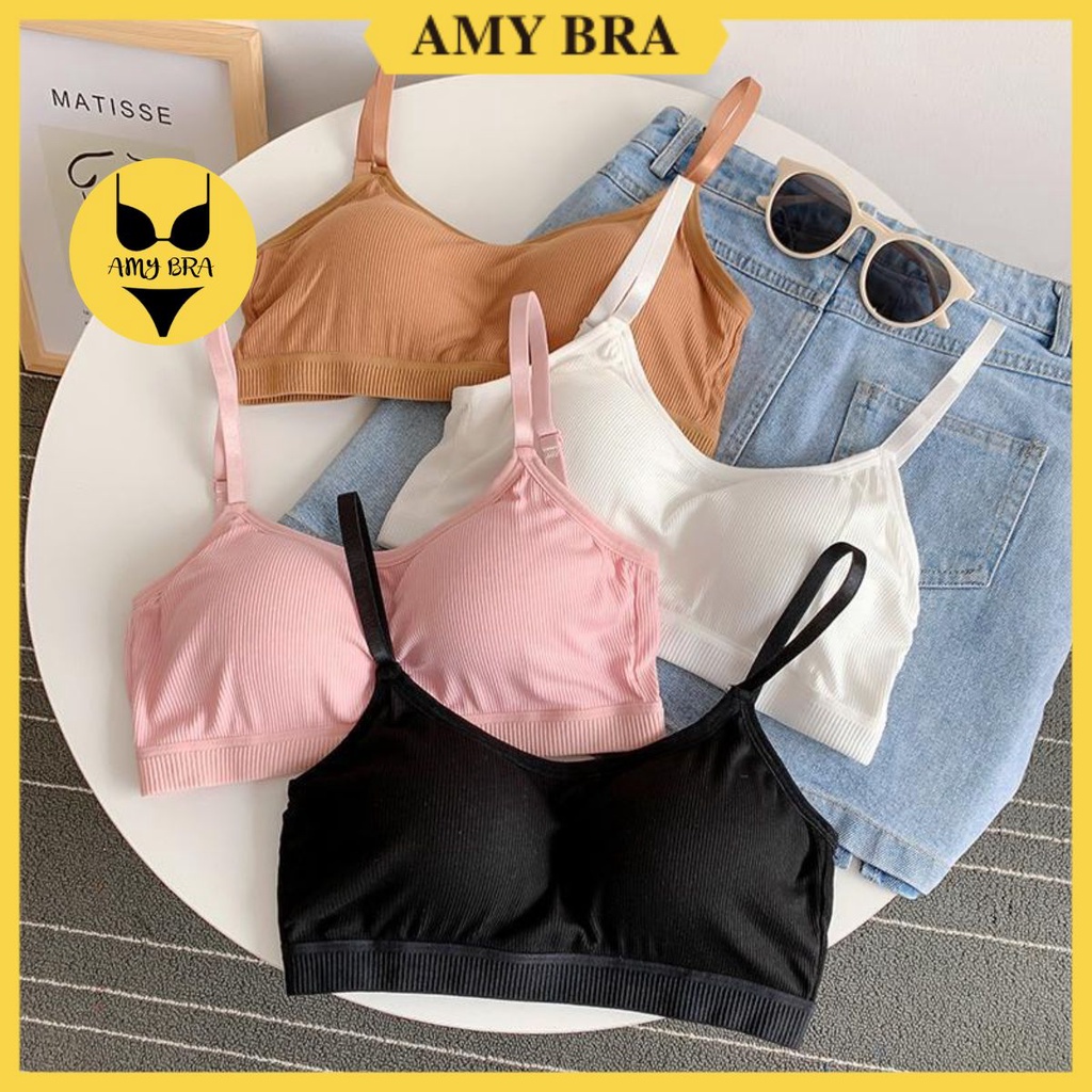 Áo Ngực Nữ Mút Mỏng - Áo Lót Nữ Không Gọng Chất Cotton Co Dãn Freesize Amybra B727