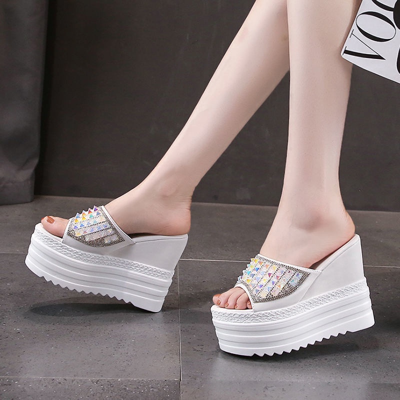 Dép đế xuồng 12cm hở mũi thời trang dành cho nữ