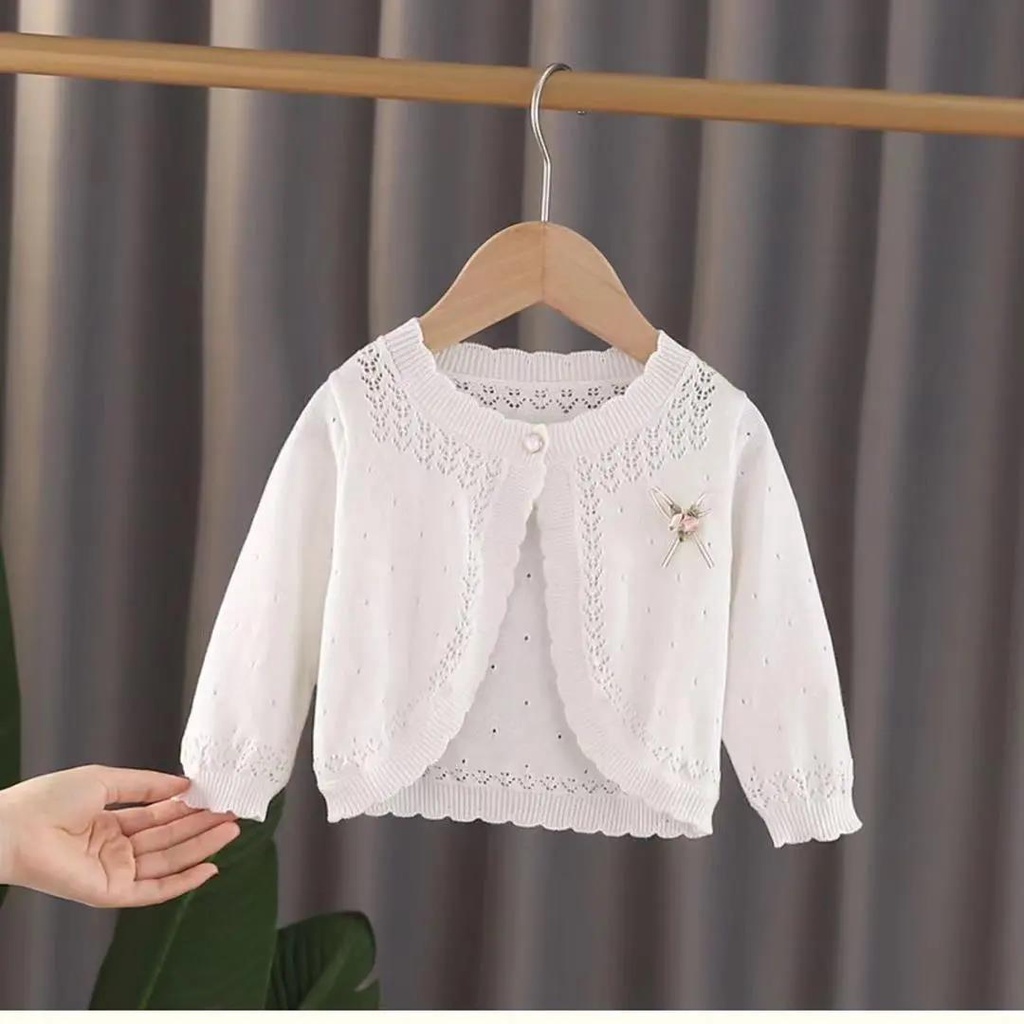 Áo Khoác Dệt Kim Mỏng Chống Nắng Phong Cách Xuân Hè Cho Bé Gái