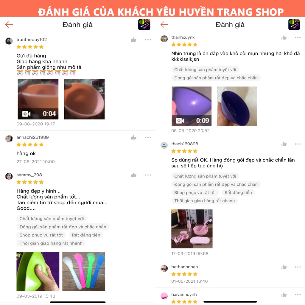 Bộ Bát Cọ Pha Mặt Nạ 3 Món: thìa, chổi cán gỗ, chén silicon - Thẩm Mỹ Huyền Trang NANOCEE