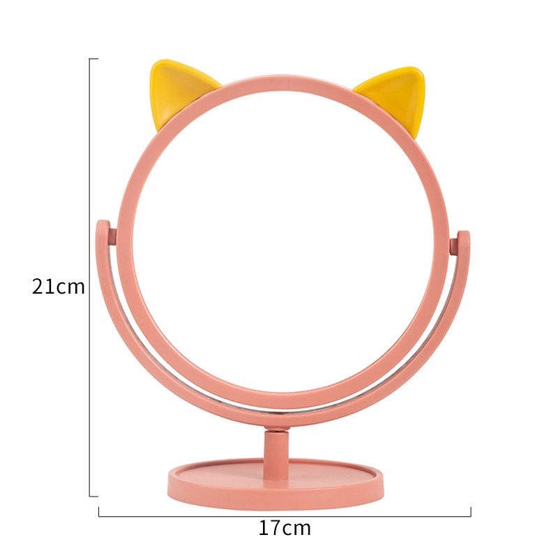 Gương trang điểm để bàn tai mèo fullcolor