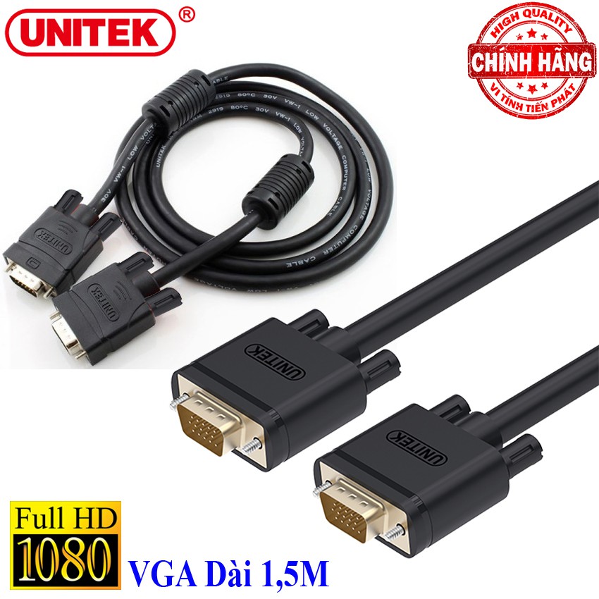 Dây cáp màn hình VGA Full HD Unitek Y-C503G / Y-C503A Dài 1,5m