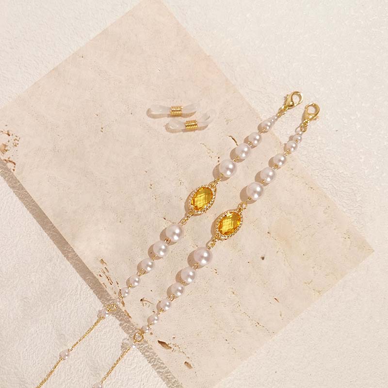 Dây đeo mắt kính chống thất lạc đa năng đính ngọc trai giả phong cách vintage