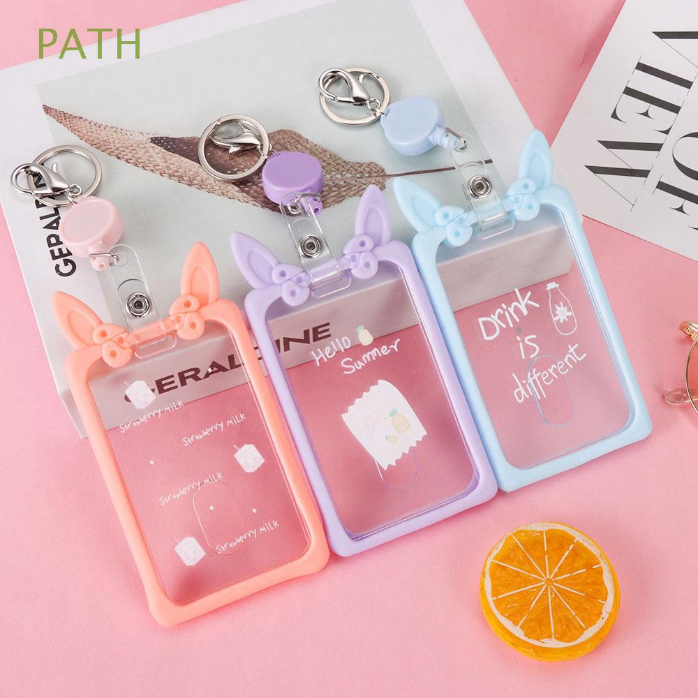 PATH Ear Office Work Girl Student Keychain Transparent Silicone ID Card Holder