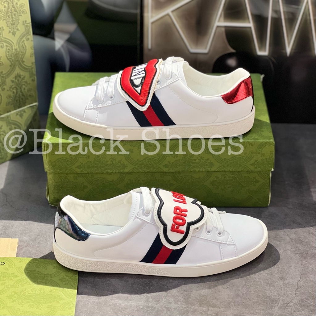 Giày Thể Thao GG 3 Vạch 𝐆𝐮𝐜𝐜𝐢 Môi For Love Mẫu Mới Hàng Cao Cấp Giày Gucci Trắng Blind For Love Nam Nữ