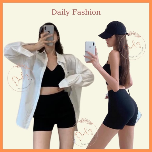 Quần Biker Short Legging Đùi Nữ Knit Trendy Nâng Mông Cạp Cao Chất Cotton Dày Dặn Co Giãn Ôm Mông Hack Dáng | BigBuy360 - bigbuy360.vn