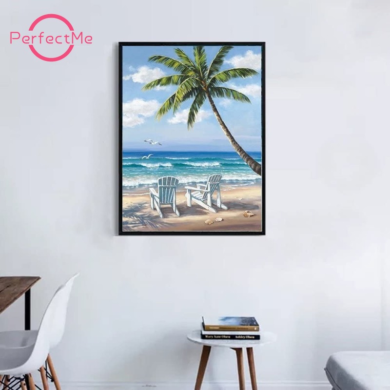 【PM】Bộ Tranh Đính Đá 5d Tự Làm Hình Phong Cảnh Biển 30x40cmTranh thêu chữ thập 5D DIY