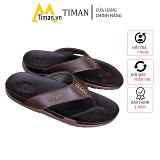 Dép nam thiết kế xỏ ngón đẹp quai ngang kiểu quai hậu đế bánh mì chất liệu da tông lê cao cấp bảo hành 1 năm DK14 TIMAN.