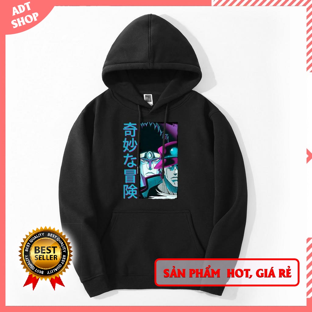 💥HOT💥Áo Hoodie in hình Anime Kujo Jotaro Jojos Bizarre phong cách Nhật Bản thời trang thu đông cho nam 2 màu đen trắng