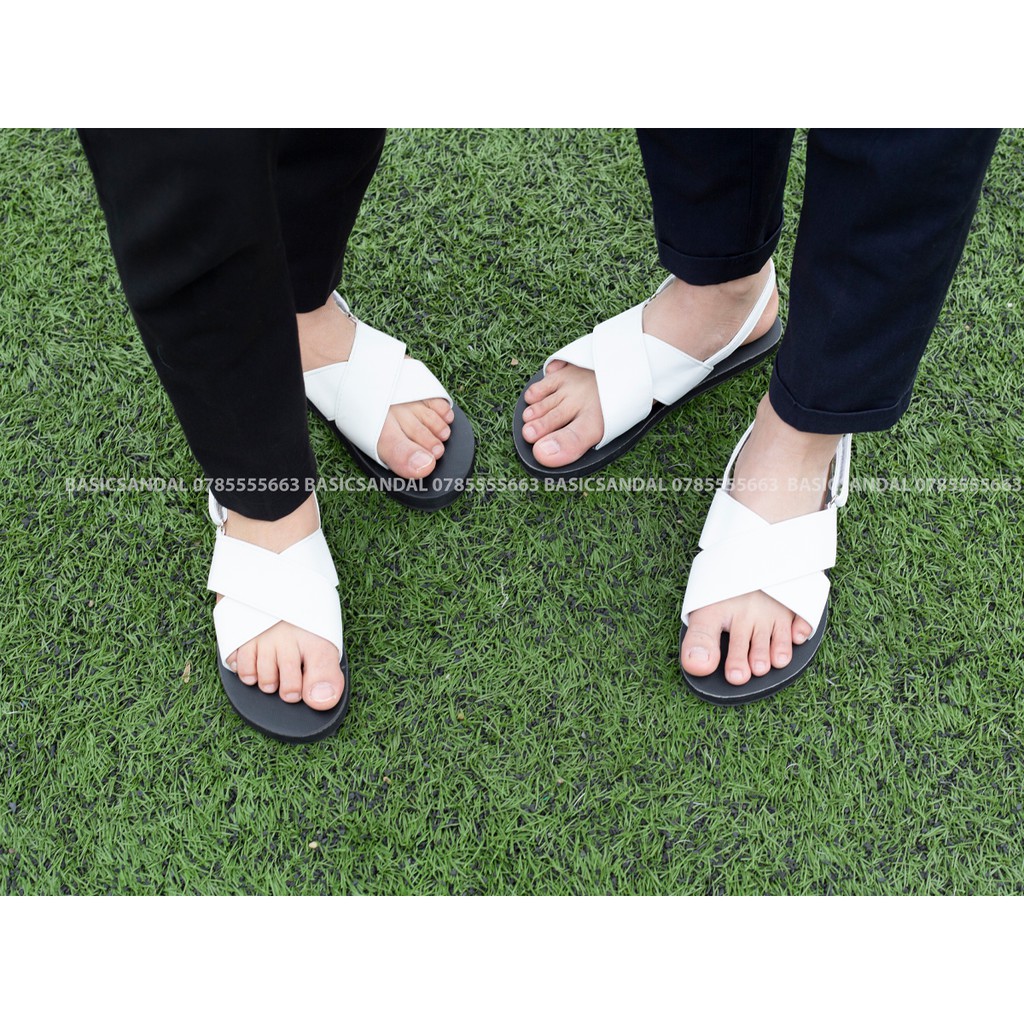 Giày Sandal Quai Hậu Đi Học Nam Nữ Chất Liệu Quai Da Full Box Êm Và Nhẹ Chuẩn Size Mix Màu Trắng Đen