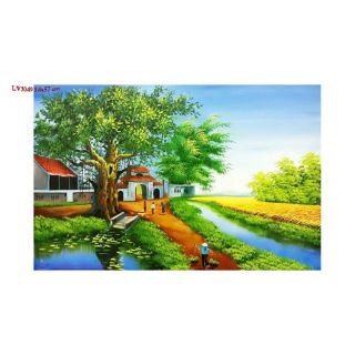 Tranh thêu chữ thập 3D Quê hương thanh bình LV3049