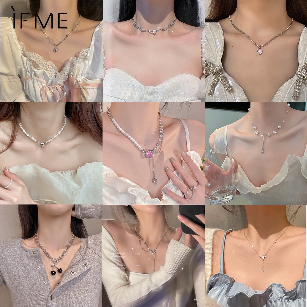 Vòng cổ IF ME đính ngọc trai thời trang thanh lịch cho nữ