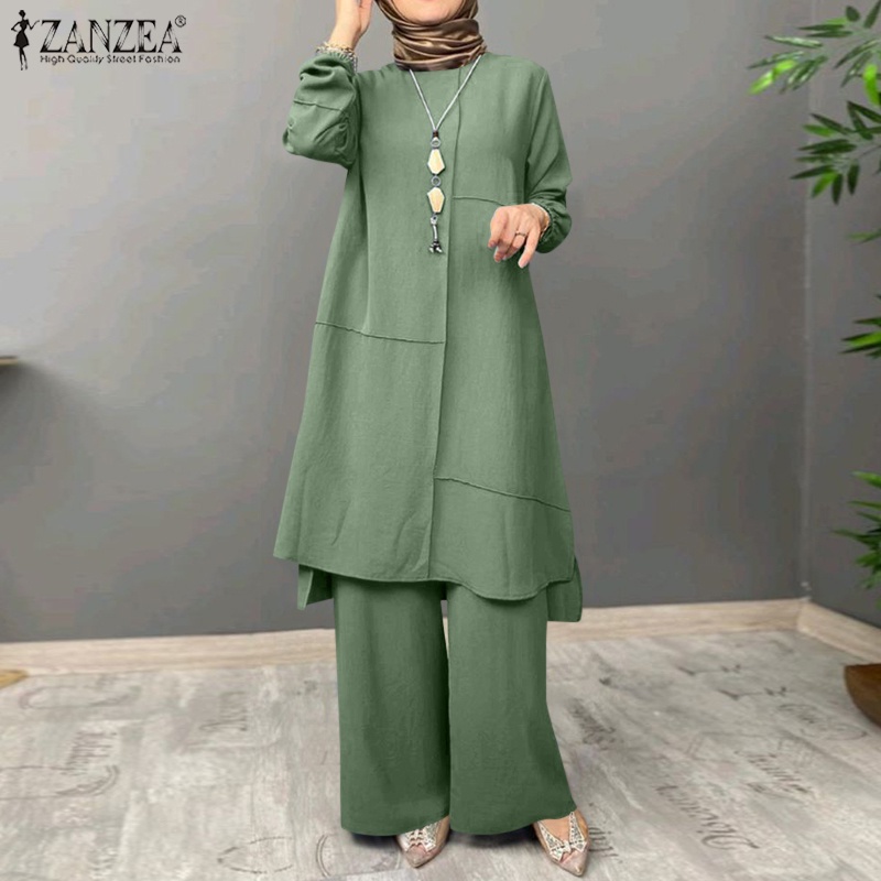 Zanzea Set Quần Dài Và Áo Tay Ngắn Thời Trang Vintage Cho Nữ