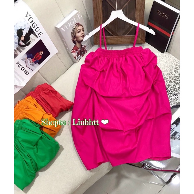 | CÓ SẴN | ĐẦM 2 dây babydoll nhúng chất thô hàn dày dặn đầm form bí đầm bầu freesize