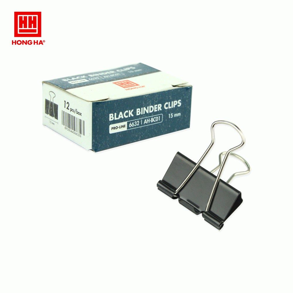 Kẹp giấy đen kim loại 15mm  Hồng Hà Pro-line - MS: 6632