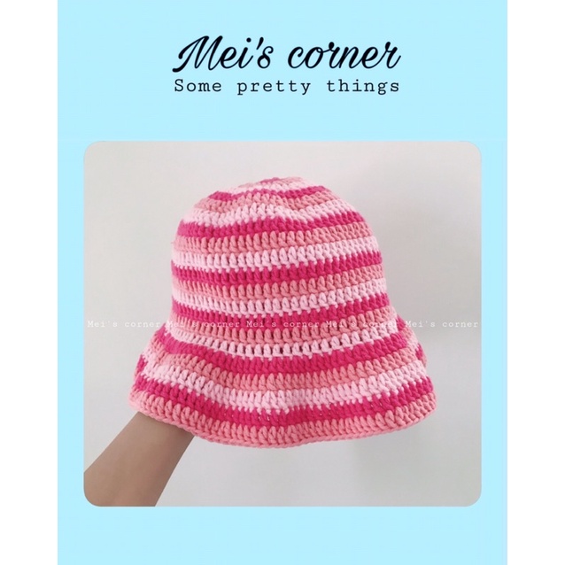 NÓN LEN MÓC HANDMADE SỌC PHỐI MÀU XEN KẼ- MŨ LEN VÀNH BÈO MIX MÀU NĂNG ĐỘNG MÙA HÈ