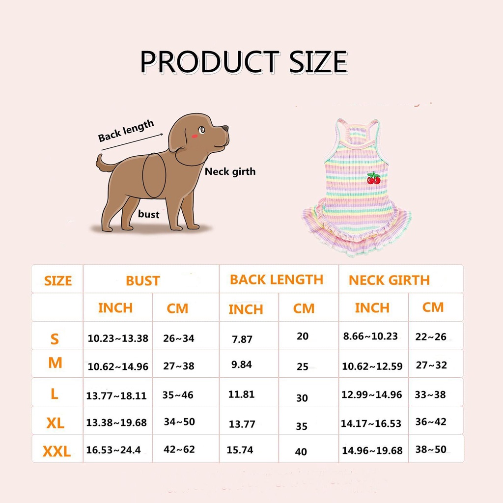 Đầm Công Chúa Không Tay In Họa Tiết Cherry Màu Cầu Vồng Xinh Xắn Cho Thú Cưng