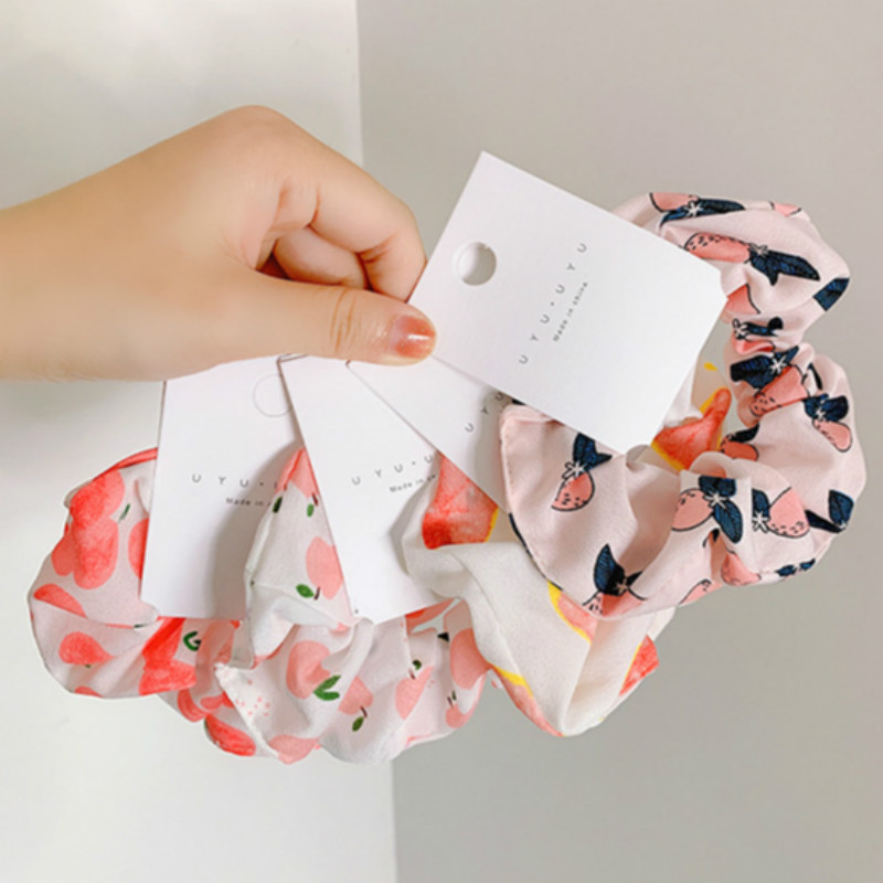 Dây Buộc Tóc Co Giãn Họa Tiết Trái Cây Đáng Yêu