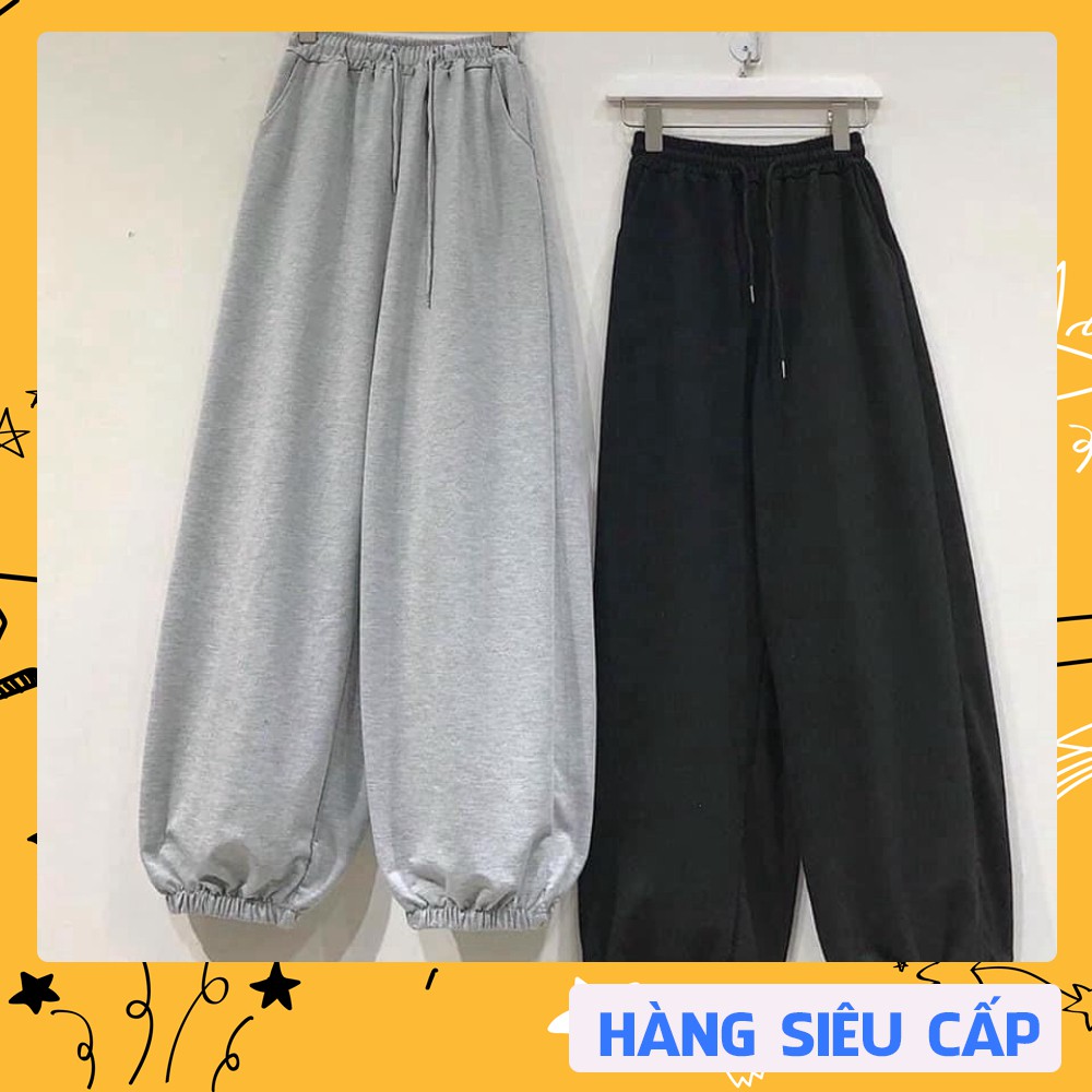 Quần nỉ bông ống bo thụng Unisex - Jogger thun trơn cạp chun dáng rộng nam nữ ulzzang HOT [S11]