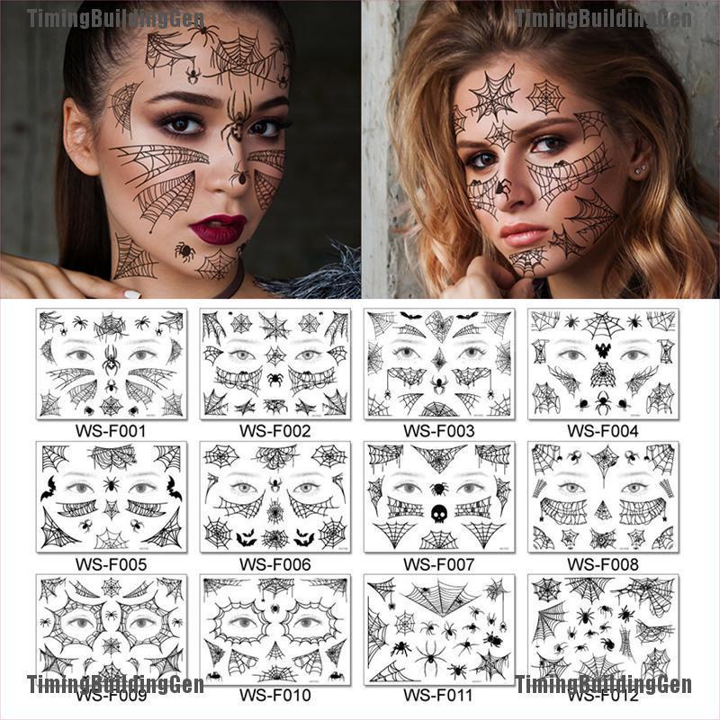 (Hàng Mới Về) Hình Xăm Dán Tạm Thời Hình Mạng Nhện Trang Điểm Halloween Vui Nhộn Chống Thấm Nước