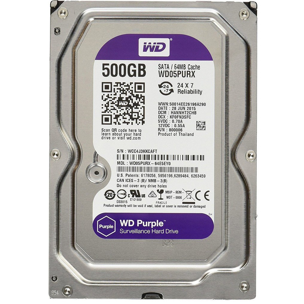 Ổ cứng Camera HDD 500GB WD Purple - Bảo hành chính hãng 24 tháng 1 đổi 1 | BigBuy360 - bigbuy360.vn