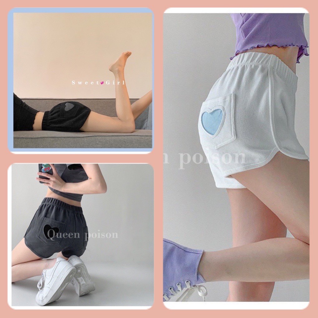 Quần đùi tim có 4 màu chất umi đanh mịn không xù dầy, tim đẹp ullzang hot hit .AC | BigBuy360 - bigbuy360.vn