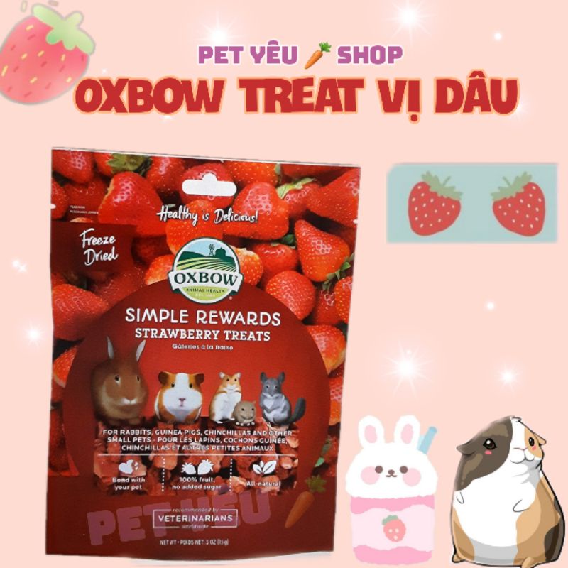 Oxbow treat vị dâu ❤Date mới ❤ Freeship❤ thức ăn vặt thỏ bọ chinchilla siêu thơm