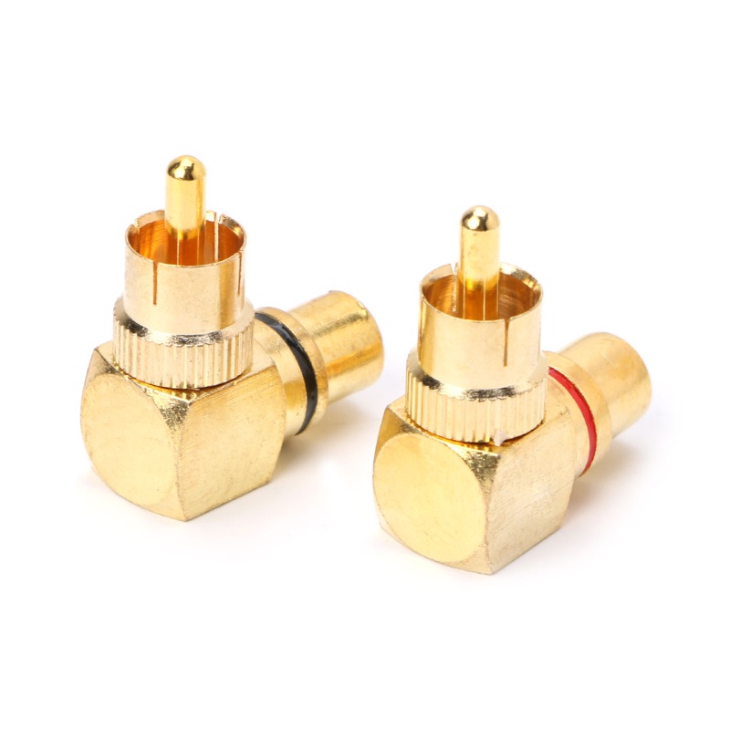 2 Đầu Nối RCA Bẻ Góc 90 Độ Bằng Đồng Thau