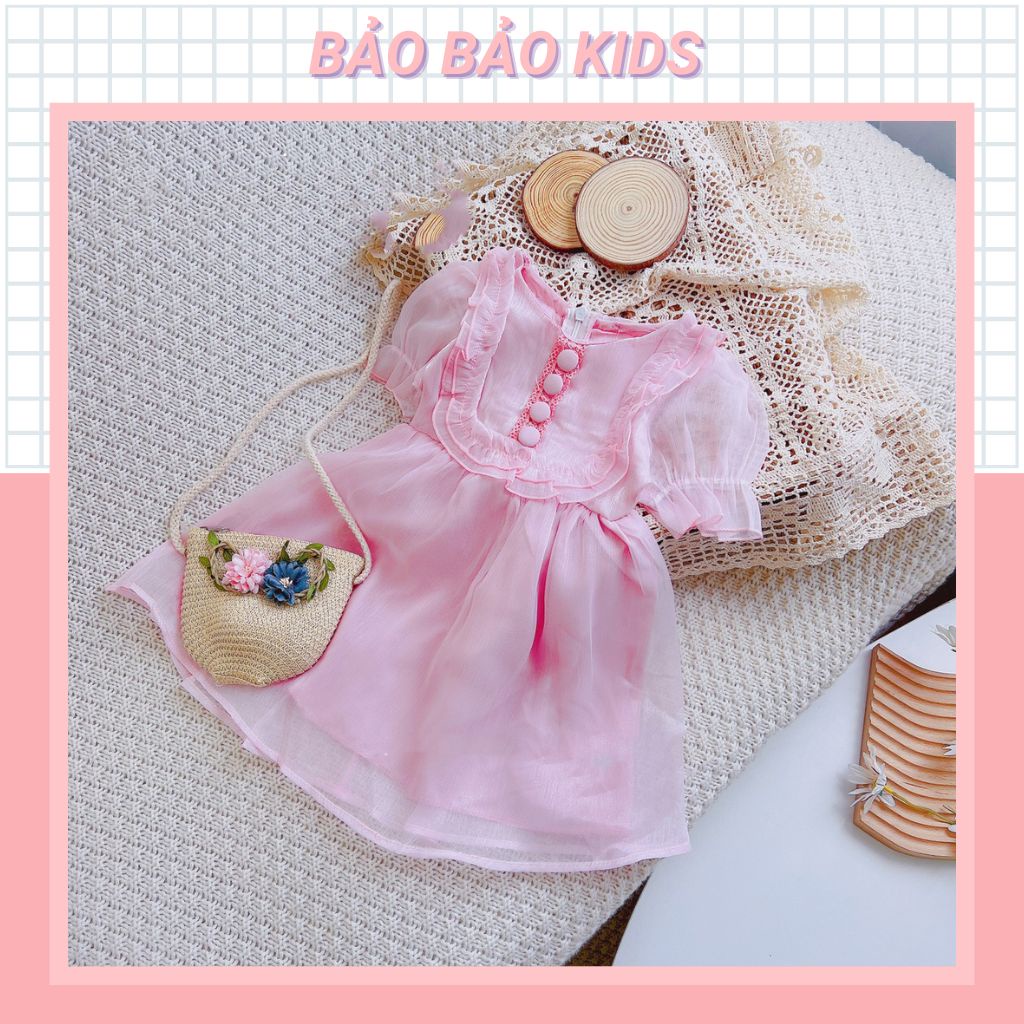 Đầm tay bồng công chúa xinh xắn váy xòe dự tiệc đi chơi dễ thương cho bé gái 10 đến 20kg
