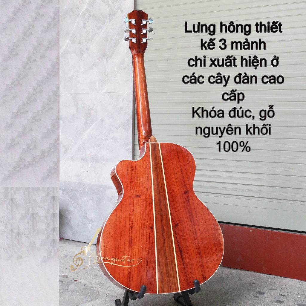 Đàn guitar acoustic gỗ thịt VG-HD FULL SOLID Gỗ Thịt 100% có EQ guitar classic Vinaguitar- guitar có eq gỗ thịt khóa đúc